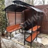 Беседка 2x2 с мангалом 100х35х17, с лавочкой и мойкой